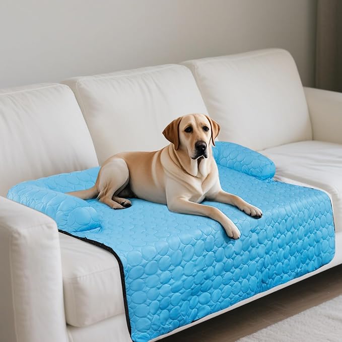 Large Cooling Dog Bed, Cooling Mat for Dogs | Machine Washable Couch Bed, Waterproof & Non-Slip Blanket Cover | Pad for Pets Indoor Outdoor(No Gel), L-40 x 35 inch