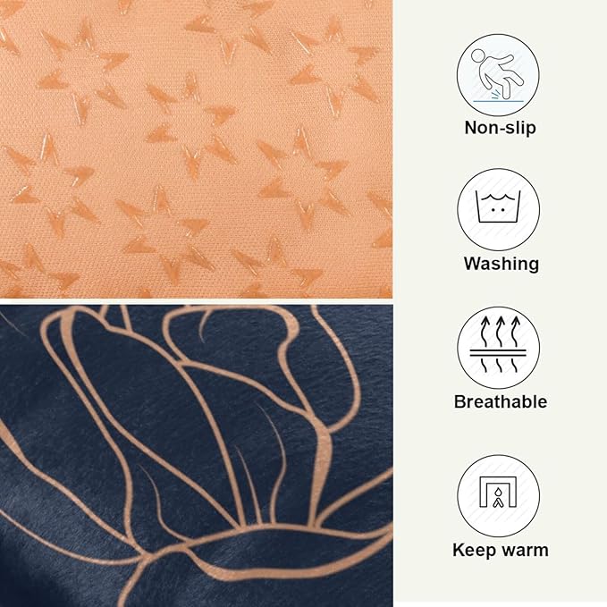 Dark Blue Floral Pet Bed Cute Dog Bed Mat Absorbing Non Slip Pad Pet Sleeping Mat for Small, Medium, and Large Dogs Puppy Cat 24 in x 18 in