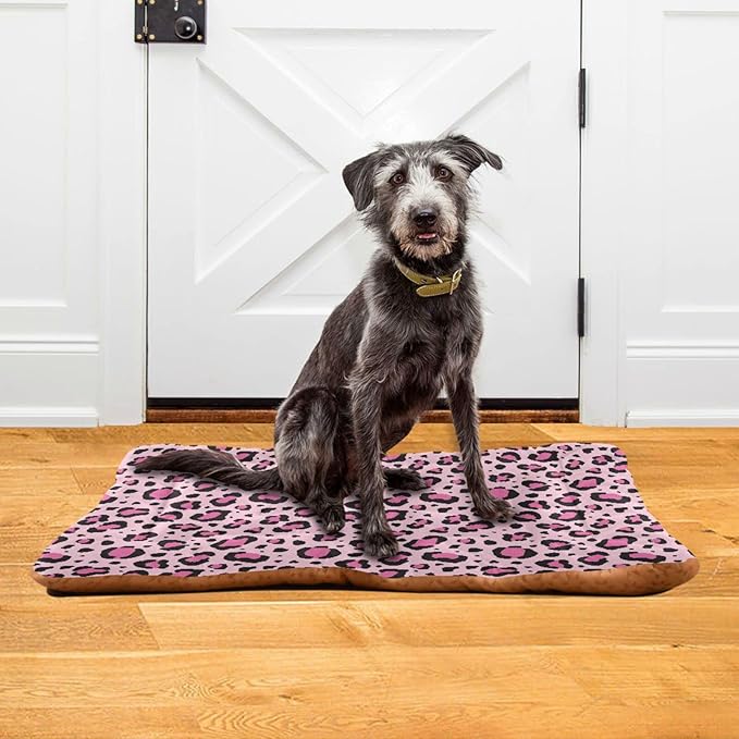 Pet Bed Pink Leopard Print Dog Bed Mat Absorbing Non Slip Pad Pet Sleeping Mat for Small, Medium, and Large Dogs Puppy Cat 36 in x 24 in