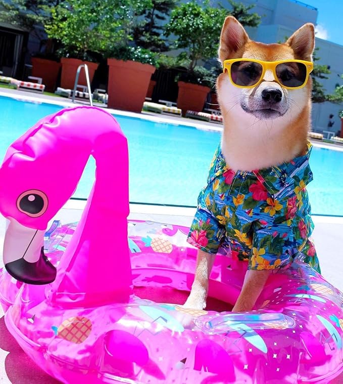 Parisian Pet Hawaiian Dog Shirt - Cotton Summer Clothes - Stylish Beach Outfit - Hook and Loop Closure - Machine Washable - XL