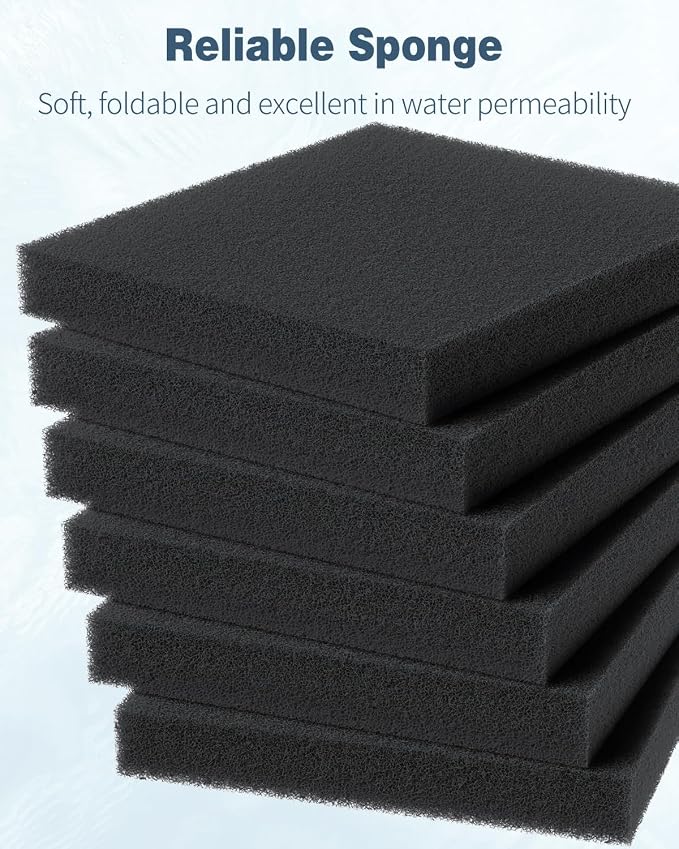 Pawfly 6 Pack Aquarium Bio Sponge Fitler Media, 6.3" x 5.5" x 0.8" Cut-to-Size