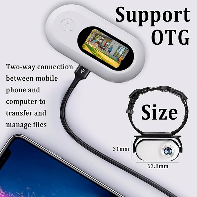 Dog Camera 2.0 Waterproof 1080p Pet Action Camera,Cat Cameras Collar Real Time Feed,Wireless Mini Sport Cam,with 32g Card (White)