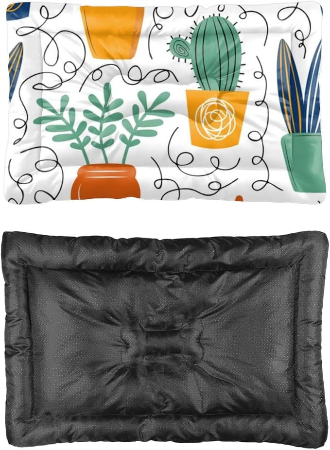 Houseplant Botanical Aesthetic Dog Beds for Older Dogs Crate Mats for Dog Cages Beds Crate Pad Pillow Washable Non-Slip Washable Bed Small Mat Pillow Indoor Outdoor 24X18 Inch