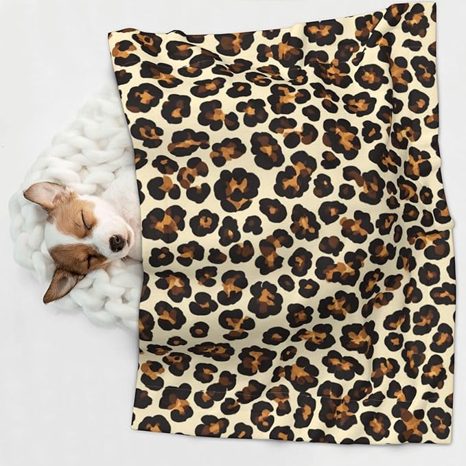 Pet Blanket for Couches and Beds, Leopard Prints Printed, Reversible Double Sided Plush Design with Soft Bumpy Texture and Smooth Surface, Furniture Protector