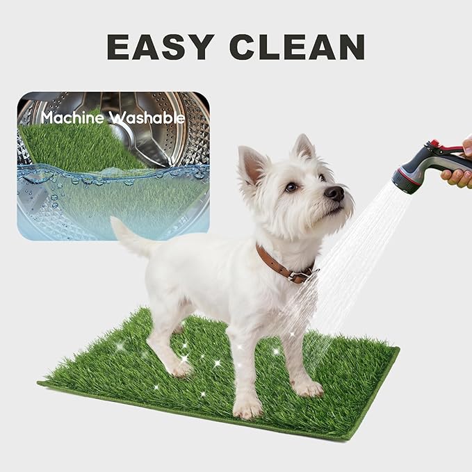 Dog Grass Pad with Tray Foldable Dog Litter Box High Walls, Odor Free Artificial Grass for Dogs Potty, Pee Pad Holder, Seamless, No Assembly, Waterproof, Easy Clean, Portable for Travel