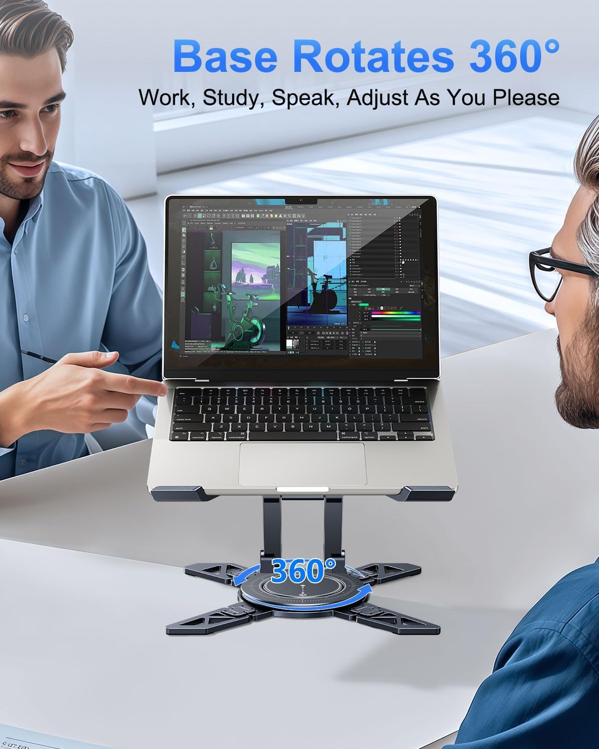 Laptop Stand for Desk,360°Rotating Aluminum Ergonomic Computer Riser