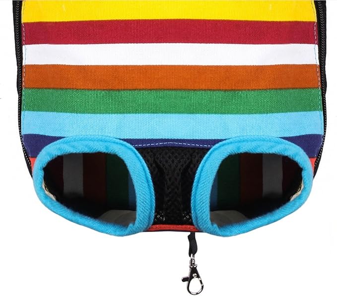 Pet Dog Puppy Cat Carrier Five Holes Backpack Double Shoulder Straps Canvas Cotton Front Chest Backpack Bag(Colourful, Small)
