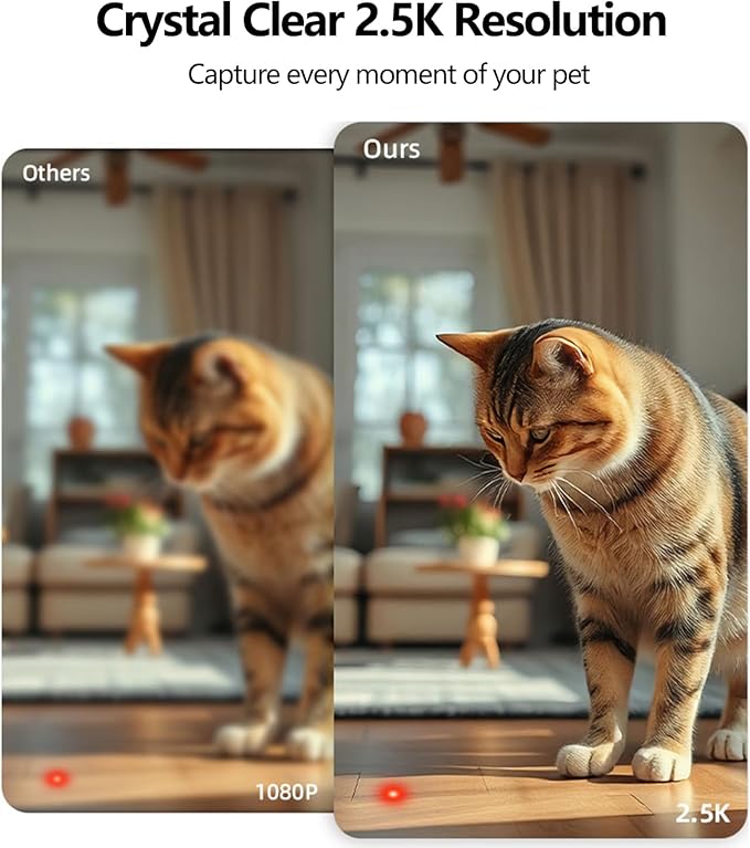 Pet Camera Indoor with Laser Toy 4MP 2.4/5GHz WiFi, 2.5k HD Cat Camera with Phone App, Night Vision & Motion Detection Alerts - APP Remote Control Interactive Device for Dog Cat Monitoring Security