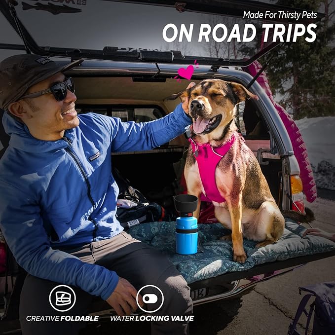 lesotc Portable Dog Water Bottle, Dog Travel Water Bottle, Leak Proof Dog Water Bowl Dispenser, Collapsible Pet Water Bottles for Dogs Essentials, Walking, Hiking Gear, On the Go, Traveling, BPA Free
