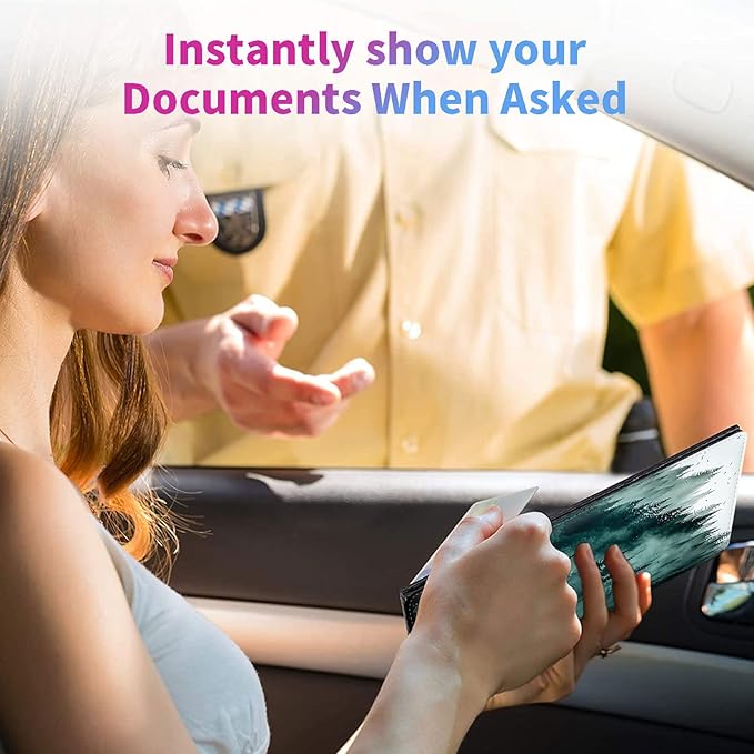 Car Registration and Insurance Holder,Leather Insurance License and Registration Card Holder for Car Glove Box, Auto Truck Document Holder Organizer for Men Women-Forest Trees in Fog