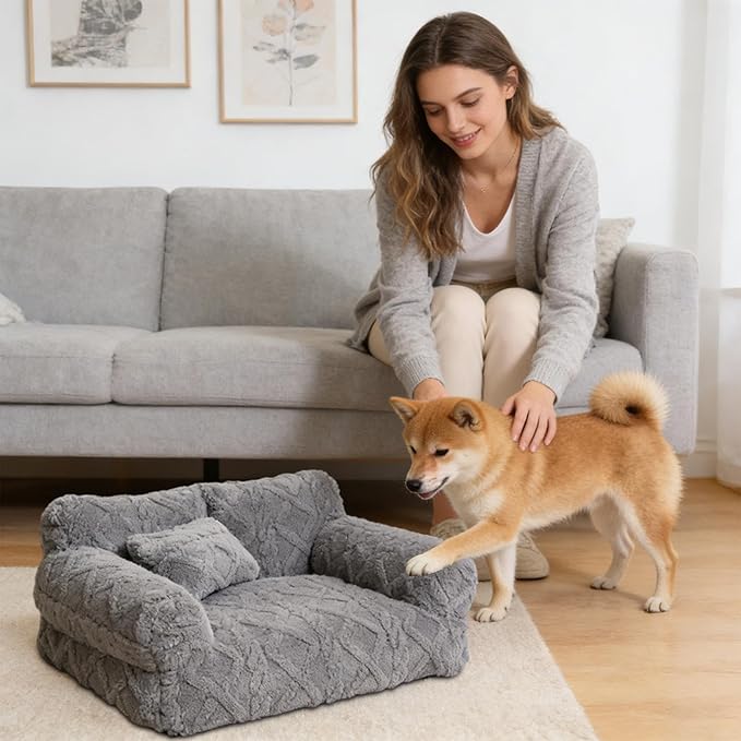 Pet Sofa - Plush Elastic Detachable Couch, Dog Bed Furniture, Softs Comfortable Lounger, Washable Animal Cushion with Plush Elastic | Pet Sofa for Puppys Cat Kitten Small Medium Large Breed Home