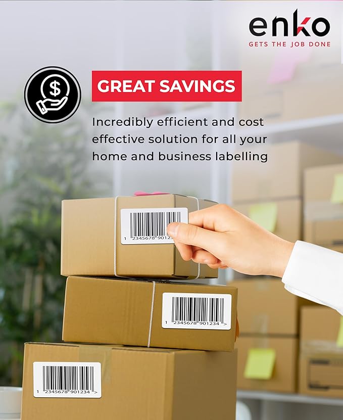 enKo 4" x 3" Labels for Zebra Desktop Printers (48 Rolls, 24,000 Labels) - Direct Thermal Address Mailing Shipping Barcode FBA Stickers FNSKU Labels for Zebra and Eltron (Perforated)