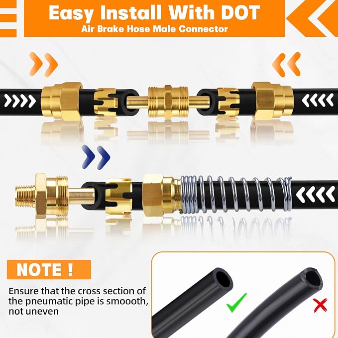 50PCS Brass DOT Air Brake Hose End Fitting Kit, Dazakoot J1402 Air Brake