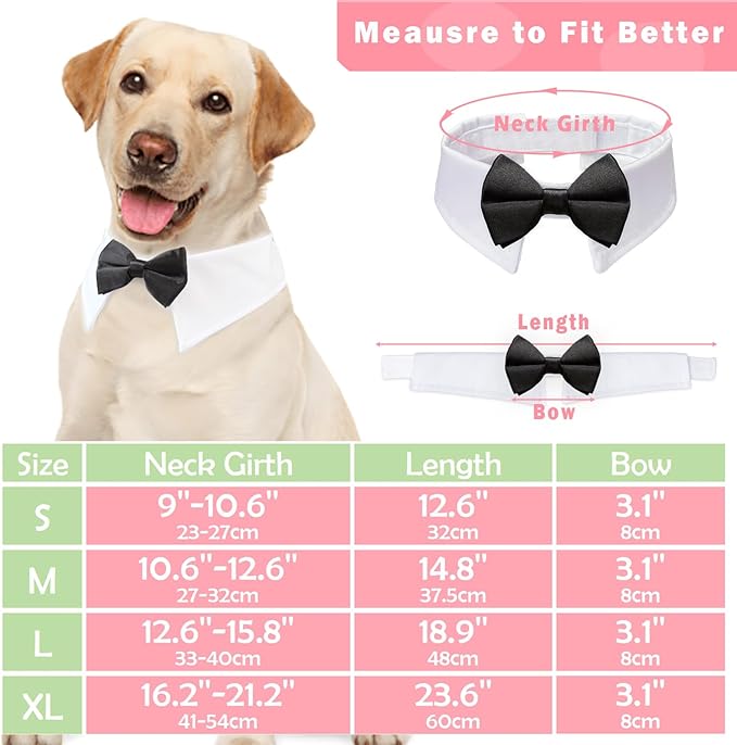 Bow Ties for Dogs, KOOLMOX 8PCS Adjustable Tuxedo Dog Collar Sewed with Dog Bow Ties for Small Dogs Cats Puppy Bow Tie Wedding Valentine's Graduation Tux Outfit Halloween Costumes