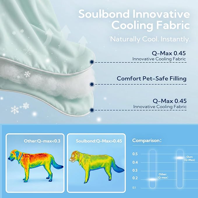 Soulbond Cooling Blanket for Extra Large Dogs - Q-MAX>0.45, Washable Cool Pet Cats Throw Blanket for Hot Weather, Self-Cooling Soft Dog Mat for Bed Crates Couch Sofa Cars(50"x60", Aqua Green)