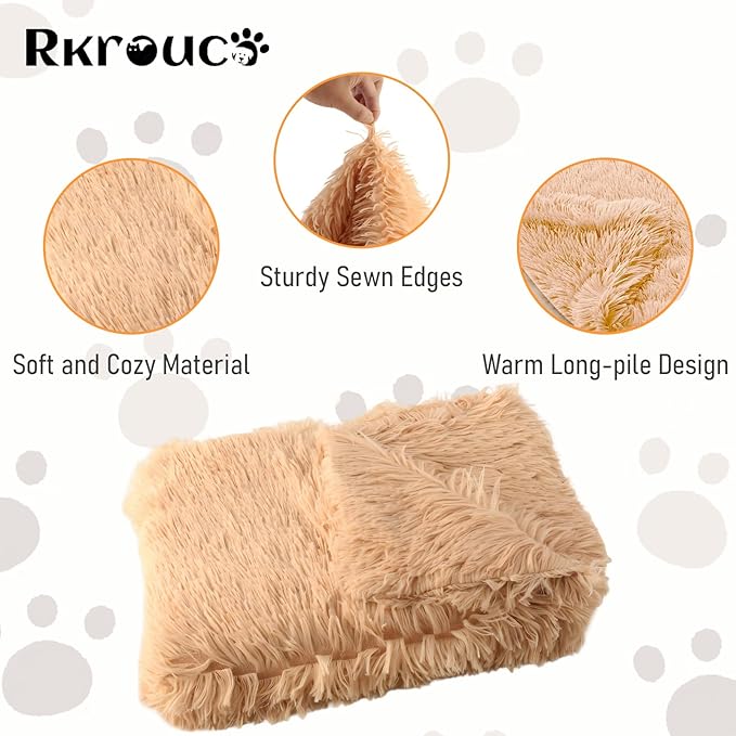Pets Bed Blanket Dogs Reversible Soft Dog Throw Blankets Cats Mat Sleeper Fuzzy Pet Couch Covers Washable Cat Puppy Cover for Beds Car Sofa Travel Double Sided Furniture Protection (Champagne,M)