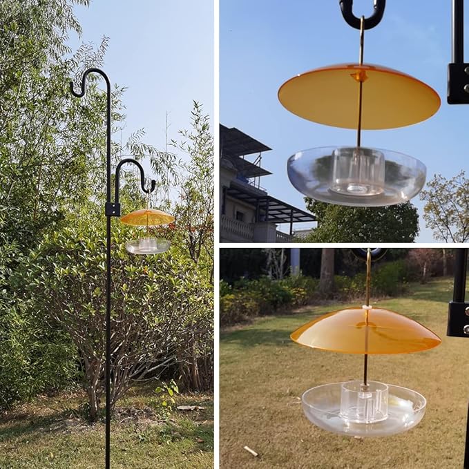 Small Rain Cover for Bird Feeder - Mini Orange Yellow 8" X 2 PC Hanging Weather Guard Protective Dome - Dia. 20CM