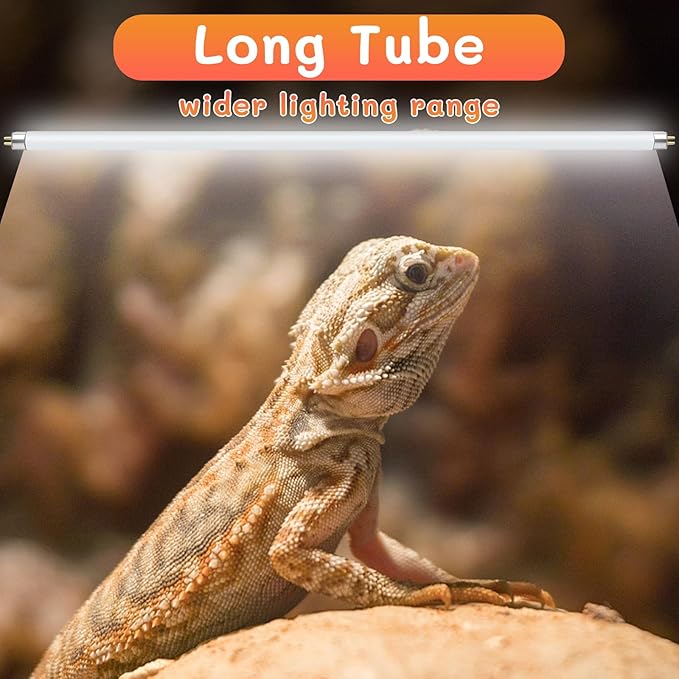 T5 UVB Reptile Light 24W 10.0,UVA UVB Light Bulb for Reptiles,2 Pack Reptile UVB Lamp Tube for Bearded Dragon