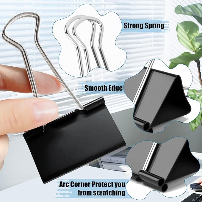 Extra Large Binder Clips 2.4 Inch(48 Pack), Upgrade Large Binding Clips Jumbo Paper Clips, Heavy Duty Big Clamps for Office and Home Supplies, Black