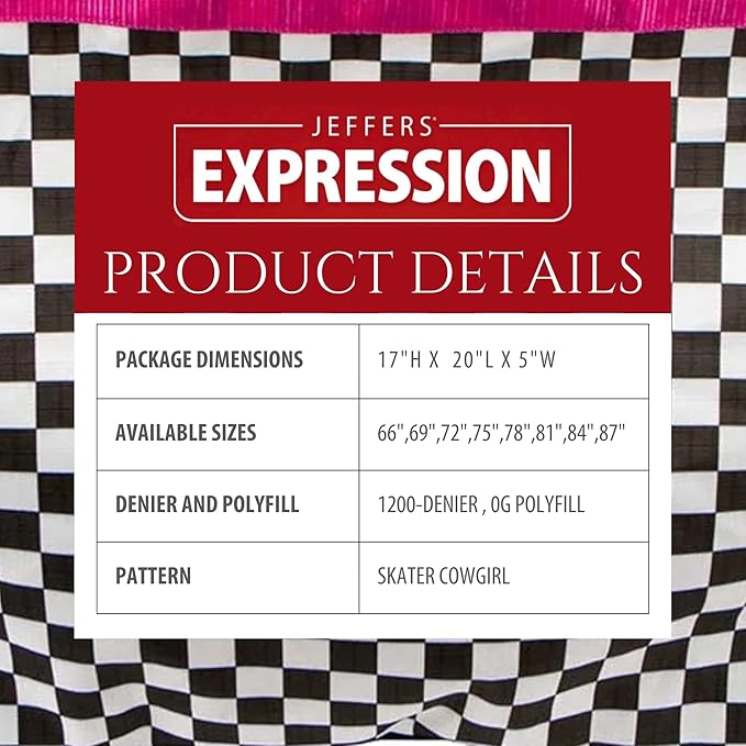 Jeffers Expression 1200 Denier Standard Neck Turnout Sheet, Skater Cowgirl, 72"- Waterproof, Breathable Horse Sheet with 0g Polyfill, No Insulation - Ideal Protection for Wind & Rain, Light Weight