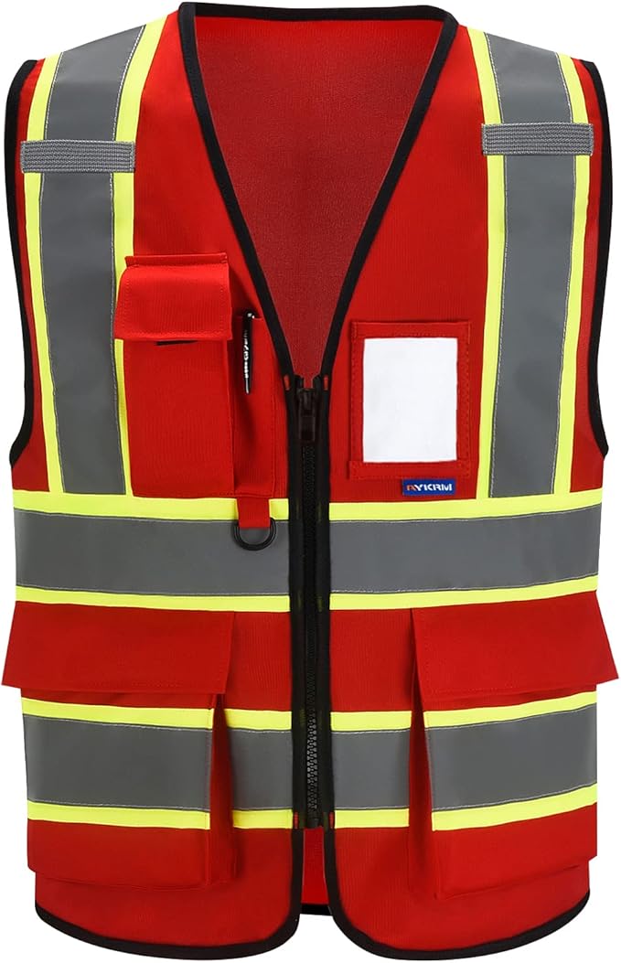 AYKRM 11 color High Vis Reflective Safety Vest for Women Men Security Pocket Zipper