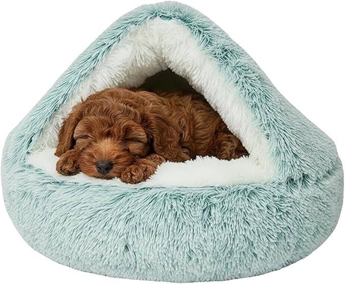 Dog Bed, Dog Bed with Cover Cave, Dual Comfort Design, Pet Bed for Small/Medium/Large Cats and Dogs, Anxiety Relief, Durable & Chew-Proof, Improves Sleep & Behaviour (Green, 28in)