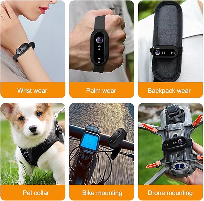 HD 1080P Pet Camera Collar with Video Record, Wireless Mini Sport Cam Built in WiFi, Small Body Action Cameras for Pet Supplies/Cycling/Travel/Walking