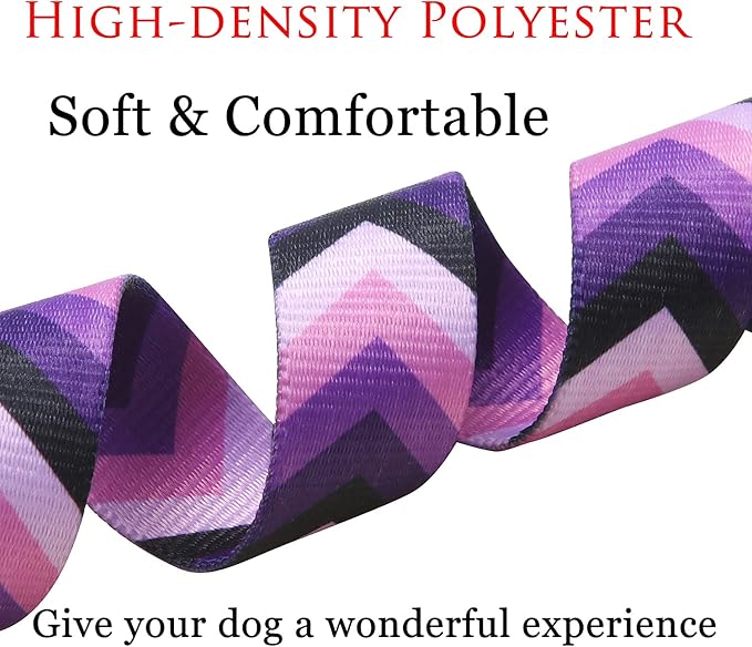 Dog Collar and Leash Set with Bohemia Floral Tribal Geometric Patterns - Soft Ethnic Style Collar Adjustable for Small Medium Large Dogs(Purple Arrow Set,XS)