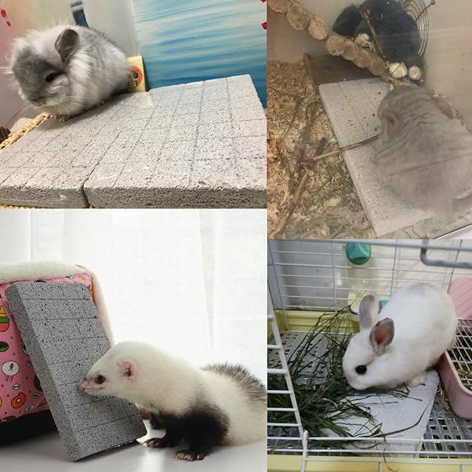 Hamiledyi Rabbit Scratch Foot Pads Bunny Grinding Claw Pad 1 PCS Natural Small Animal Hamster Lava Stone for Teeth Grinding Rabbit Scratching pad Chew Toy for Guinea Pig Rat Gerbil Chinchilla Hedgehog