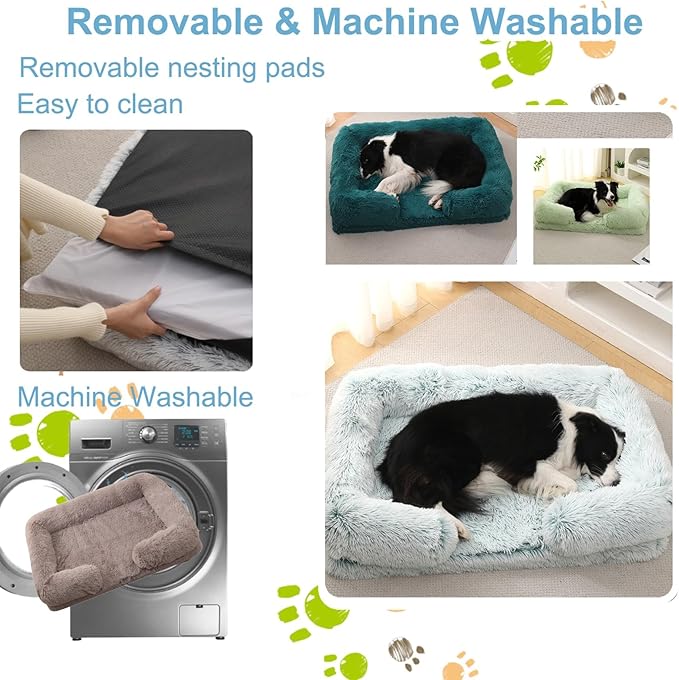 Dog Beds Large Sized dog Orthopedic, Sofa Dog Bed with Waterproof Lining and Nonskid Bottom, Rectangle Washable Dog Bed for Medium Small Dogs and Cats Comfortable ( Color : Brown2 , Size : 23 x 18" )