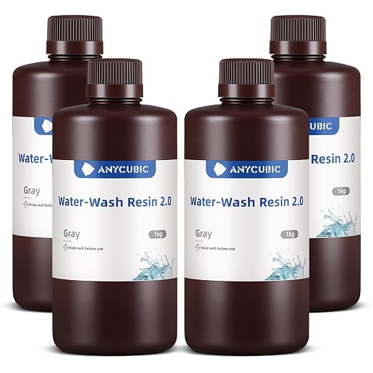 ANYCUBIC Water Washable 3D Printer Resin 2.0 Bundle, 405nm High Precision