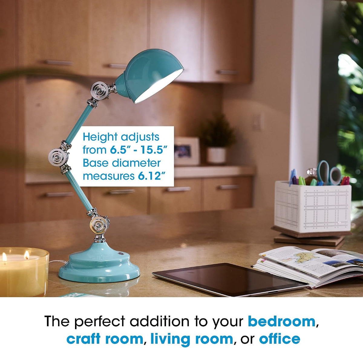 OttLite Revive LED Desk Lamp with USB Port, Turquoise