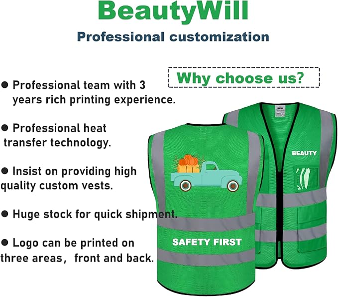10 Pack Mesh Safety Vest Custom Logo High Visibility Reflective Vest with Pockets Security Work Vest（Green，XXL）