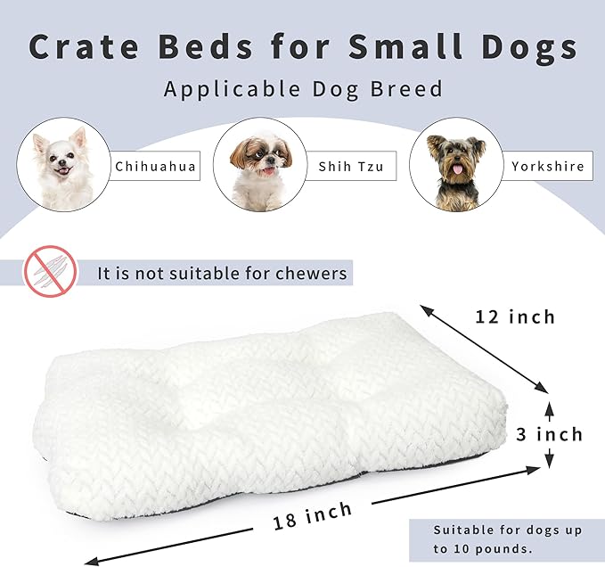 18 inch Dog Crate Bed Dog Mats for Sleeping,Up to 10 lbs Fluffy White Puppy Pad XXS