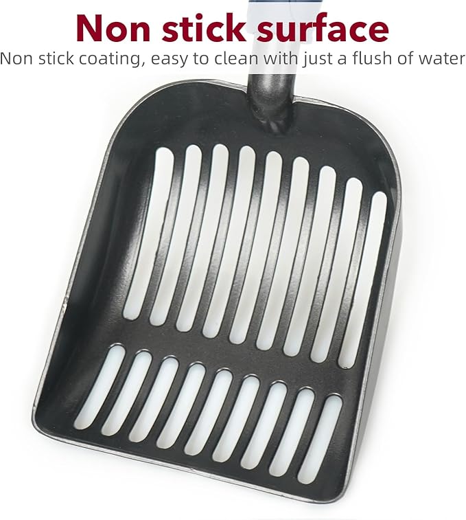 Metal Cat Litter Scoop - Non Stick Aluminum Alloy Aluminum cat Litter Scooper, Solid and Durable Oversized Metal Litter Scoops, Solid Metal, Fecal screening, Solid Handlel Aqua