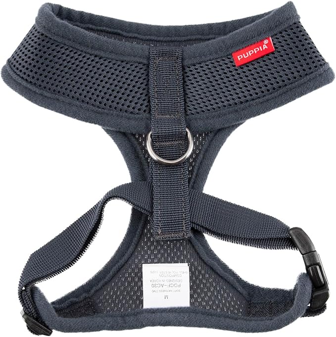 Authentic Puppia Soft Harness, Grey, X-Small