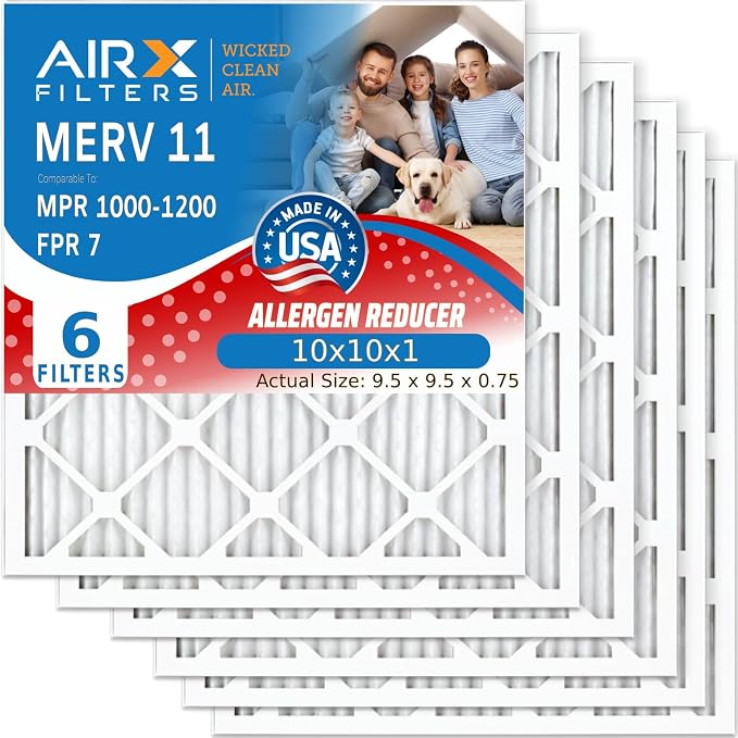 AIRX FILTERS WICKED CLEAN AIR. 10x10x1 Air Filter MERV 11 Electrostatic Pleated