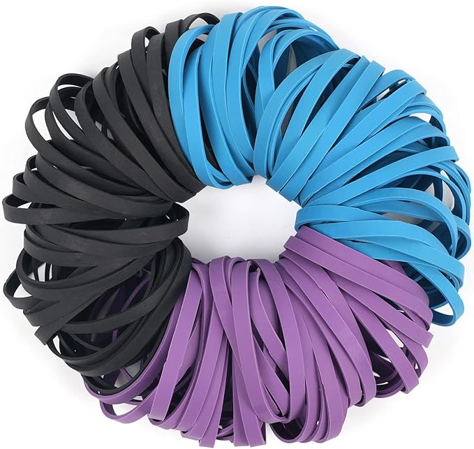 AMUU Rubber Bands Size #64 227g/0.5 lb Purple Blue Black Rubber Bands for Office Supplies Home Money File Folders Strong Elastic Bands