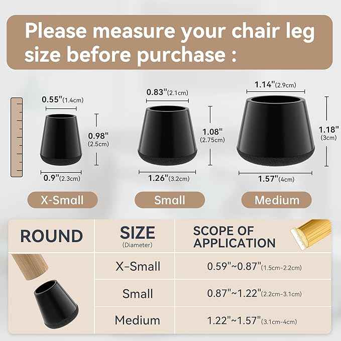 24PCS Extra Small Chair Leg Floor Protectors
