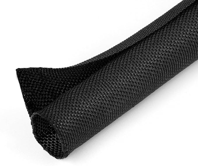 3/16 inch Split Braided Cable Management Sleeve for USB Cable Power Cord Audio Video Cable, Wire Loom Cord Protector from Cat Dog Chewing (Black, 10FT)