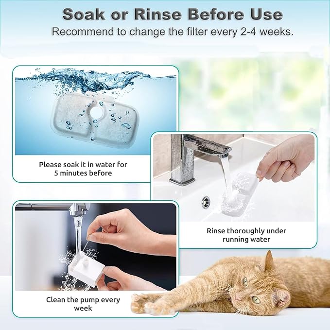 20 Pack Cat Water Fountain Replacement Filter for Petlibro Dockstream Cat Water Fountain PLWF005/PLWF115/PLWF105, Pet Fountain Replacement Filters with Pre-Filter Pump Sponges(20+20)