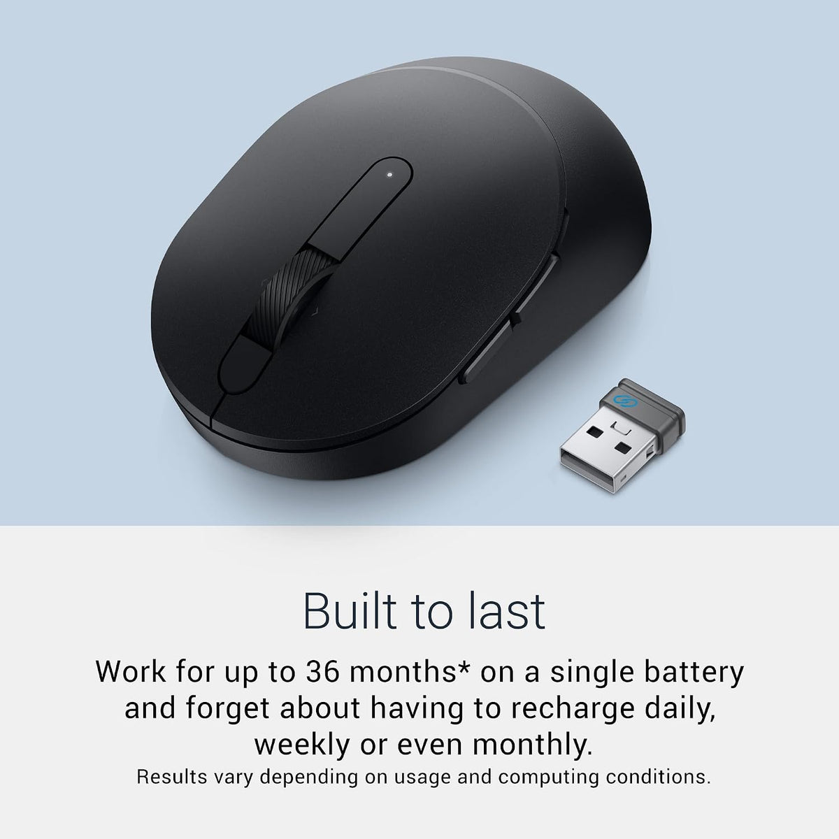 Dell Advanced Wireless Compact Mouse - MS510 - Battery Type AA, (DPI) Adjustable at 1000, 1600 (Default), 2400 and 4000, Buttons 7, Run Time 36 Months, 1 Year Advanced Exchange Service, Black