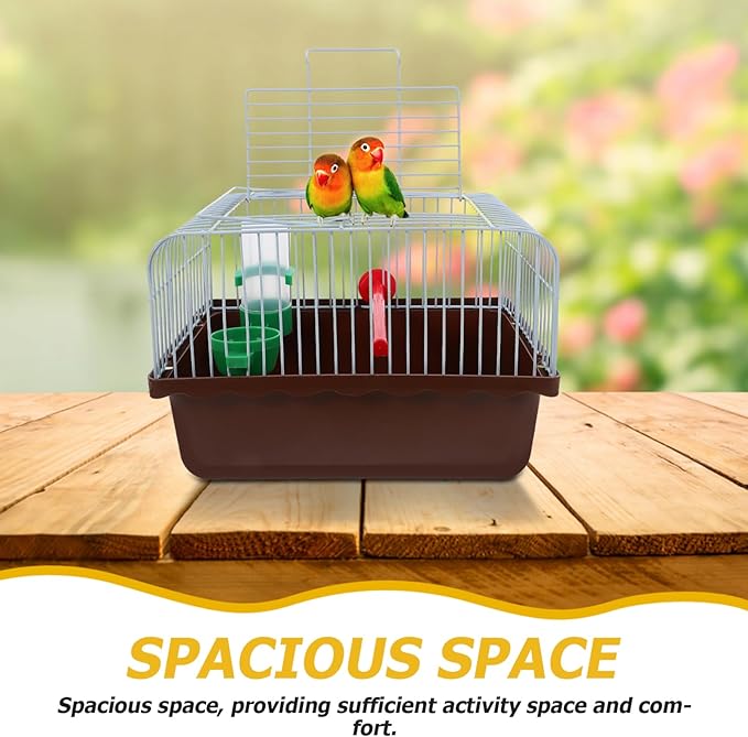 Kisangel Portable Bird Cage Food Box and Water Feeder Lightweight Travel Carrier for Birds Like Parrots and Lovebirds Convenient Pet Transport
