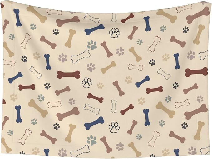 Dog Blanket for Couch - Cute Bones Paws Throw Blanket 23x16 Pet Blanket for Dogs Cats