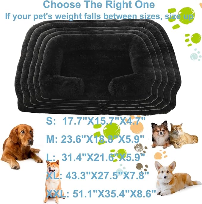 Dog Beds Large Sized dog Orthopedic, Sofa Dog Bed with Waterproof Lining and Nonskid Bottom, Rectangle Washable Dog Bed for Medium Small Dogs and Cats Comfortable ( Color : Black , Size : 23 x 18" )