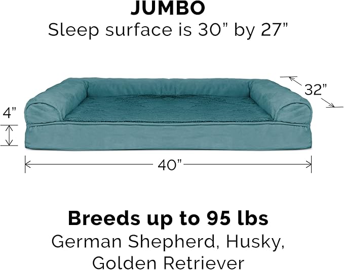 Furhaven Replacement Dog Bed Cover Plush & Suede Sofa-Style, Machine Washable - Deep Pool, Jumbo (X-Large)