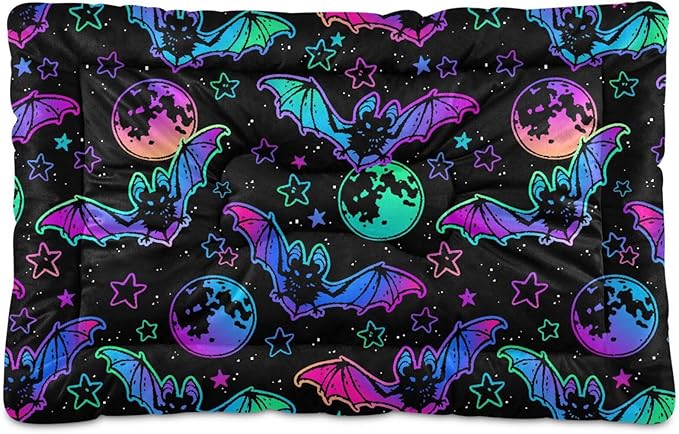 Pet Bed Halloween Bat Moon Dog Bed Mat Absorbing Non Slip Pad Pet Sleeping Mat for Small, Medium, and Large Dogs Puppy Cat 36 in x 24 in