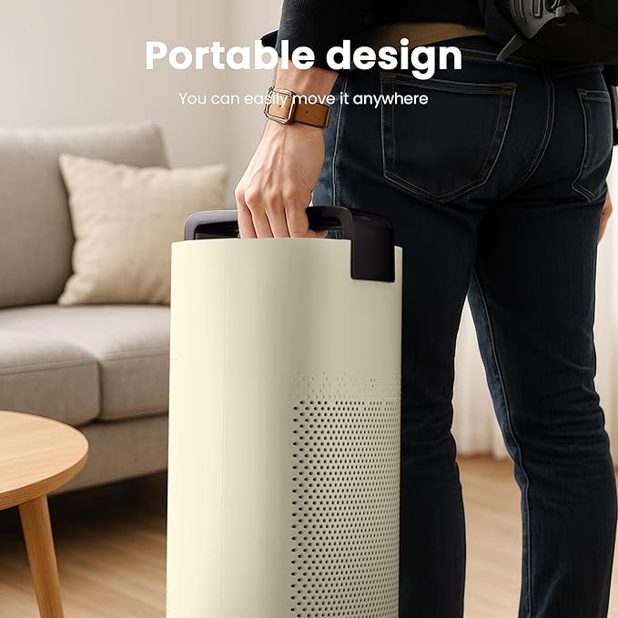 Air Purifiers for Home Large Room Up to 3600 Ft² with PM 2.5 Air Laser Sensor, HEPA 4-in-1 Filter for Airborne Particles, Sleep Mode for Allergies, Pet Hair in Bedroom, MR7566-WF, Ivory, 1Pack+3Modes