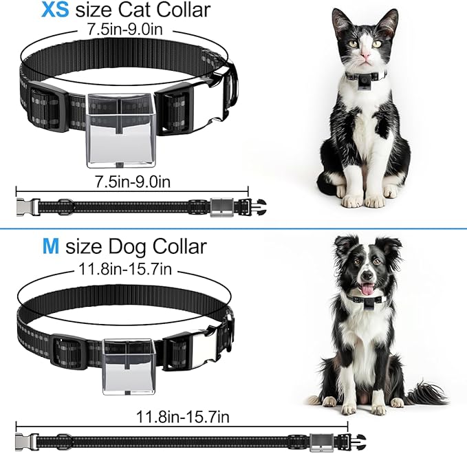 KinetCam Cat Camera Collar,No APP No WiFi Needed Cordless Cat Collar Camera with Video Record, M-Size Collar for Dogs/Big Cats,Pet Collar Camera Outdoor,Camera for Cat Collar(NO SD Card Included)