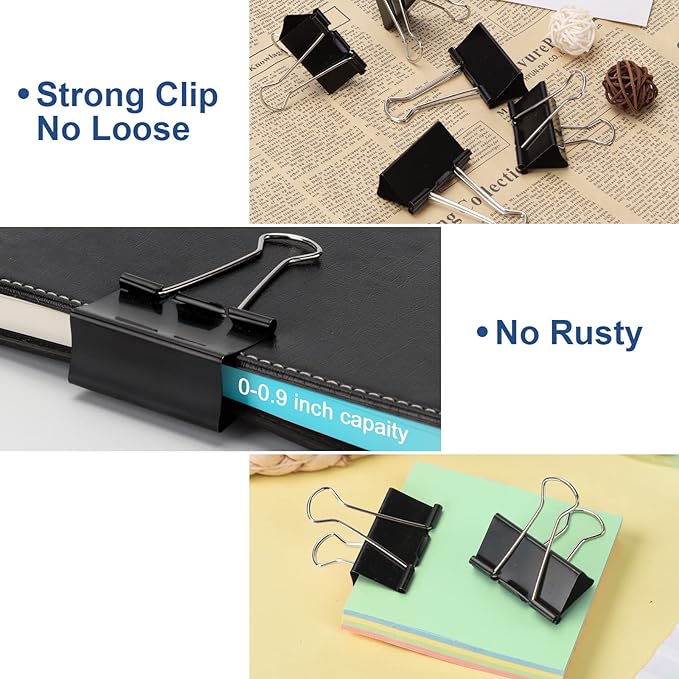 48 Pack Extra Large Binder Clips 2 Inch Paper Clip Large Binding Clip, Jumbo Paperclips Bulk, Heavy Duty Big Paperwork Clamp Black, School Teachers Office and Kitchen Home Supplies